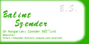 balint szender business card